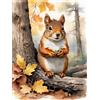 Meecaa Kit per punto croce 11 count prestampato, kit da ricamo con motivo animale scoiattolo e foglie, con accessori (40 cm x 50 cm) (Scoiattolo)