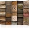 murando - Paravento Decorativo Bifacciale Marrone 225x172 XXL 5 Pannelli Divisori - Stampa su due Lati su Tela in TNT - Separatore Divisorio per la Casa - Protezione dai Rumori - Legno f-A-0540-z-c