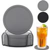 Criveple Silicone Grigio Sottobicchieri Set, 12 Pezzi con Supporto, Antiscivolo e Isolati per Birra, Bottiglie, Tazze da Tè e Caffè