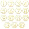 KINBOM 15 Pezzi 1 a 15 Numeri per Tavolo Matrimonio in Acrilico con Titolari Ritagliato Esagono Centrotavola Tavoli per Decorazioni Ricevimento (Oro)