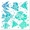 GORGECRAFT Stencil Pesci Tropicali 8 Stili Modello Pesce 18x18cm Plastica Quadrata Riutilizzabile Estate Oceano Tema Disegno Stencil per Dipingere su Tessuto da Parete Scrapbooking Carta Fai da Te