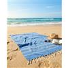 BELLA VITA Fouta a Righe 200×240 cm Extra Large Azzurro - Telo Mare e Piscina in Cotone e Poliestere, Morbido, Assorbente e Versatile