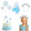 TMZELOA Candeline Compleanno 4 Anni, Candele di Compleanno, Candele per Torta Blu Bianche Candele Numero 4 per Torta Candele Compleanno 4 Anno Bastoncini con Fiocco di Neve Decorazioni per Torte