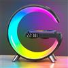 BLOSSOMLIFE Lampada da tavolo a LED con caricabatterie wireless, lampada da tavolo intelligente a LED, dimmerabile, sveglia con controllo app di sincronizzazione musicale (nero)