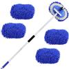 DAVIDJAMESCLARKE 160 cm Spazzola di Pulizia per Lavaggio Auto con Manico Lungo,2 in 1 Spazzola Lavaggio Auto in Microfibra,per Campeggio, Auto, Sostituzione mop(3 Teste Ricambio)