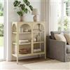 [en.casa] Vetrina a 2 Ante in Vetro Temperato Credenza Buffet in Acciaio con 3 Scomparti Vani Mobile Espositore Libreria per Soggiorno Living Sala Studio 95 x 80 x 35 cm - Color Cammello