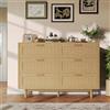 FAAMEPBO Cassettiera camera da letto moderna con 6 cassetti, cassettiera salvaspazio in PVC effetto rattan, mobile con cassetti color rovere, per cameretta o cucina, 115x40x80 (Rovere, 115x40x80)