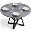 Shally Dogan Tavolo Rotondo per Sala da Pranzo e Cucina Diametro 120cm, Gambe in Metallo con Ripiano Portaoggetti Inferiore e Piano in Legno, Ideale per Casa e Ufficio (Grigio)