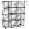 C&AHOME Portaoggetti in Filo Metallico, Organizzatore per Portaoggetti a 12 Cubi in Metallo, Griglie a C Scaffali per Contenitori, Scaffale per Libri Modulare, Ufficio 36,6L x 12,4L 48,4A Nero