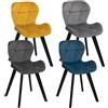 IDMarket - Set di 4 sedie ROBINE in Velluto Mix Color Blu, Grigio Scuro, Grigio Chiaro e Giallo