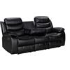 Generic Divano Reclinabile 3 Posti in Pelle Nera con Portabicchieri - Sofà Relax Moderno con Sedili Reclinabili e Comfort Imbottito - 200 × 90 × 90 cm