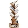 YMYNY Libreria ad Albero, Scaffale a 6 Ripiani, Libreria alta con Cassetti, Moderna Autoportante Libri, Salvaspazio Legno Portaoggetti Librerie per Soggiorno, Studio, Ufficio, Colore Quercia HBC016K