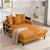 MURUL Lounge multifunzione a coste con chaise longue, grande superficie di riposo, portabicchieri su entrambi i lati, illuminazione a LED, tasca laterale, vano portaoggetti, porta di ricarica USB