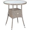 Casaria® Tavolo Rotondo da Giardino Polyrattan Ø 60 Piano in Vetro 5mm Altezza Regolabile Tavolino Terrazza Balcone