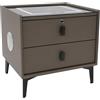 HIKUUER Comodino intelligente con ricarica wireless, USB, serratura delle impronte digitali, LED e Bluetooth, moderno 2 cassetti, per camera da letto e soggiorno, L50 x 40 x 46 cm (grigio scuro)