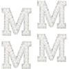 QUARKZMAN 10Pcs Lettere da Stirare in Ferro, Lettera M Applicazione per Alfabeto Perle E Strass Lettera Inglese Patch da Cucire per Abbigliamento Cappello Borsa Fai da Te, Bianco