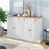 MURUL Grande credenza in legno anticato/bianco/naturale, 150 x 86 x 40 cm, con 4 ante e 2 cassetti, moderno armadio a buffet per sala da pranzo e soggiorno