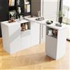 A ALFRESCOOL Tavolo da bar allungabile, tavolo da bar girevole a 360°, tavolo da cucina, isola da cucina, con spazio aperto e piano di lavoro in marmo, per cucina, sala da pranzo, home office, 210 x