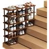 LONEU Scarpa Salvaspazio Slim Bambù per Scale Ingresso Armadio Porta Scarpe - Fai da te per Soggiorno Corridoio e Guardaroba (Size:6+5+4 Tier)