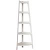 Trayneel Libreria angolare a 5 ripiani a scala, espositore industriale per soggiorno, bagno o balcone, in PVC bianco, salvaspazio, con robusta struttura in metallo