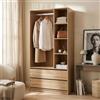 [en.casa] Armadio Aperto con Asta Barra Vano Appendiabiti Guradaroba con 7 Scomparti Aperti e 2 Cassetti per Soggiorno Camera da Letto Cameretta 200 x 100 x 50 cm - Effetto Rovere