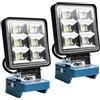GAOUTO 2 lampadine a batteria per Makita da 18 V, 48 W, 5200 lm, 2 modalità, faretto portatile con tipo C e ricarica USB, per campeggio, cantieri, riparazioni auto, 6000 K (senza batteria)