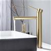 ONECE Rubinetto Bagno Alto Oro, Miscelatore Monocomando per Lavabo da Appoggio, Aeratore Rimovibile, Acciaio Inox 304, Acqua Calda e Fredda