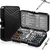 Zippicks Koeutoze Set Cacciavite a Cricchetto 40 in 1 - Kit di Cacciaviti Magnetici di Precisione con 32 Punte S2, Manico in Alluminio Rimovibile, Utensili Compatti per Riparazioni di Bici, Mobili e Fai-da-te