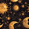JIAOQSS Carta da Parati Adesiva Cielo Sole Luna Stella Oro Nero Carta adesiva per pareti Pellicola Mobili Adesiva Lavabile Fantasia, Impermeabile Bagno Cucina Armadio Mobili Vintage PVC