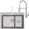 CECIPA 68x48 cm Lavello Cucina con Arco Rubinetto Cucina Molla, Lavandino Cucina 1 Vasca in Acciaio Inox con Dispenser Sapone per Mobile da 70 cm