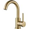 F-DEEN Rubinetti per bagno, Rubinetto per Lavabo con Girevole a 360°, Miscelatore Monocomando Lavabo, con Valvola in Ceramica, Oro Spazzolato