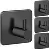TINIFO Ganci Adesivi Ganci Appendiabiti Bagno Inox Senza Appendiabiti da Parete Acciaio Foratura per Bagno e Cucina (Quadrato Nero-4)