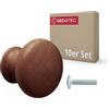 Gedotec 10 Pezzi Pomello per Mobili URSULA Legno Noce Scuro Ø 31 mm con Inserto Filettato in Ottone Vite M4×25 mm | Pomello in Legno Massiccio Maniglia per Mobili Pomello per Armadio Maniglia per