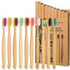 tonyg-p 10 spazzolini da denti in bambù per adulti, in legno naturale medio, setole morbide, ecologiche, senza plastica, senza BPA, biodegradabili