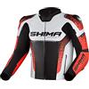 SHIMA STR 2.0 Giacca da moto - Pelle, giacca sportiva con protezioni per schiena, gomiti, spalle, pelle traforata, per tuta 2 pezzi (Rosso Fluo, 52)