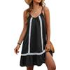 Vancavoo Copricostume Donna Mare Vestito Estivi Corta Copri Costume Mare Scollo a V Bikini Cover up Casual Abito da Spiaggia,Blu,S