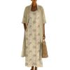 Generico Completo Donna Elegante - Taglie Forti Set Vestito e Cardigan Coordinato Abito Estivo Spolverino Boho Vintage Cotone e Lino Leggero Fresco Cerimonia Matrimonio Vacanza Abiti Lunghi