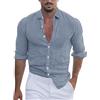 Generico Camicia Uomo Slim Fit Cotone, Camicia Uomo No Stiro Slim Fit Elasticizzata Camicie Botton Down Lino Leggera Henley Shirts Estiva Elegante Tinta Unita da Cerimonia Ufficio Formal Rosa, M