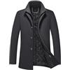 KUDORO Cappotto invernale da uomo, in lana, lunghezza media, con colletto alto, slim fit, per lavoro, tempo libero, peacoat casual, Nero , L