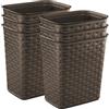 Sterilite Cestino per rifiuti da 3,4 galloni, piccolo, decorativo per bagno, camera da letto, dormitorio o ufficio, marrone espresso, confezione da 6