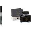 PARKER-Penna stilografica con convertitore d'inchiostro & flacone di inchiostro liquido Quink per penna stilografica, 57 ml, con confezione, nero
