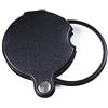 Saflyse - Set di 10 mini lente d'ingrandimento in vetro, 60 mm di diametro, con rivestimento in pelle sintetica, colore: nero
