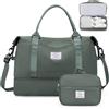 SYCNB Bagaglio a mano unisex adulto 4058, Verde oliva, L, Set (borsa da viaggio + borsa da toilette)