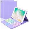MePadKey Custodia con tastiera touchpad per iPad di 6a generazione 2018/5a generazione 2017 da 9,7 pollici, retroilluminazione a 7 colori, tastiera di ricarica di tipo C con portamatite, adatta per