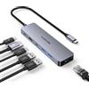 LENTION Hub USB C Ethernet 6 in 1, Adattatore USB-C con HDMI 4K@60Hz, 1000Mbps Ethernet, 3 USB 3.0, PD 100W per Nuovo MacBook Pro/Air, Surface, Chromebook, iPhone 17 Plus Pro MAX (C26b, Grigio)