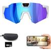 WANWEN Smart Glasses Camera, Occhiali con Telecamera 4K, Scatta Foto e Registra Video HD 1080P, Adatto per Uomini e Donne, Ideali per Gli Sport All'aria Aperta (Blue A)