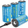 AKTTKA Confezione da 4 batterie ricaricabili tipo C, LR14/AM2, 1,5 V, 7200 mWh, 500+ cicli di ricarica, cavo di ricarica USB-C incluso, per lampada da campeggio, radio, luce di emergenza e giocattoli