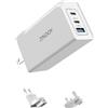 ZINOOY Caricatore USB C da 65W, Blocco Caricatore da Parete Multiporta Con 2 Spine Staccabili, Ricarica Rapida per iPhone 15/14/13, Macbook Pro/Air, iPad Pro/Air, Samsung Galaxy S23