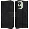 Bravoday Custodia Flip in Pelle PU per Redmi 13C 4G, Nero, con Portafoglio, Slot per Carte e Cavalletto
