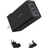 Zinooy 65W Alimentatore USB C, Caricatore USB Multiplo, Con Spina US/UK, per iPhone 15/14/13, MacBook Pro/air, iPad Pro/air e Samsung Galaxy S23 Xiaomi Redmi Note 13 Pro
